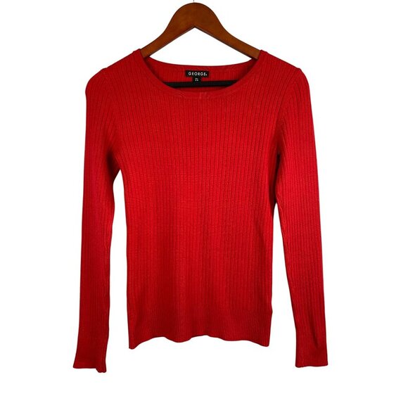 George Womens Red Ribbed Long Sleeve Sweater S - Picture 1 of 4